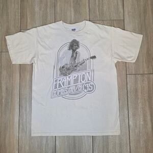 Peter Frampton 2011 Tour T Shirt Mens L Cream Graphic Band Tee Anvil